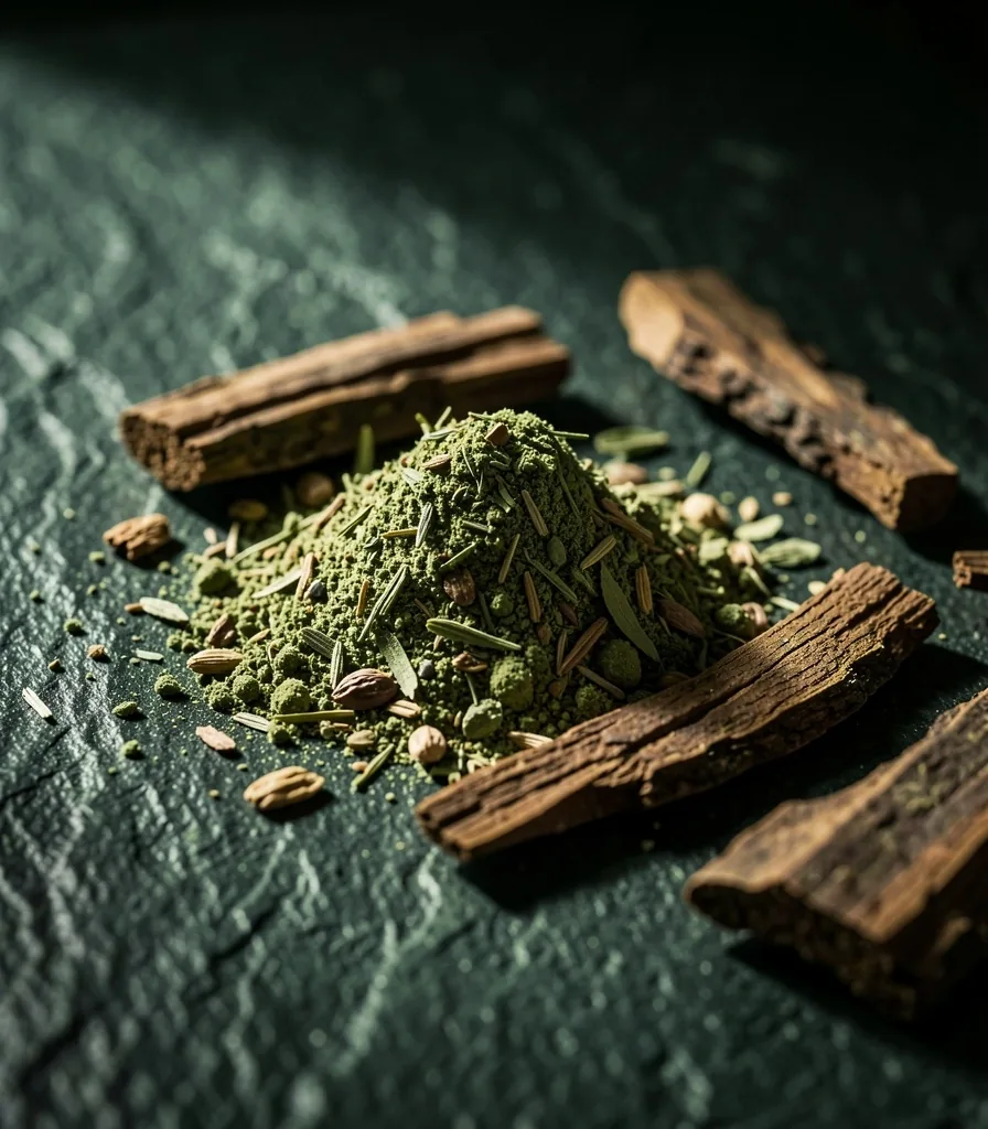 Pine bark extract powder on dark slate