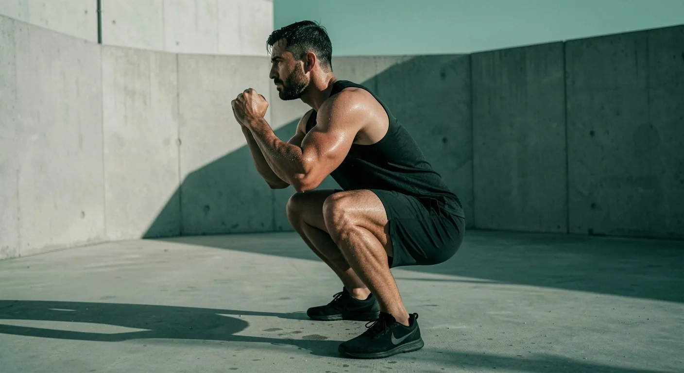 Man exercising outdoors in morning light